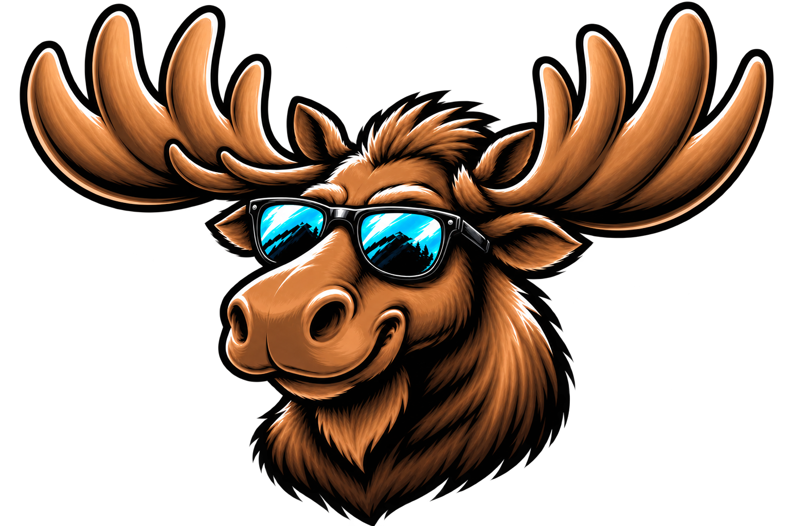 Moose mascot wearing sunglasses